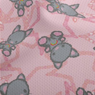 Cute Rainbow Teddy Cat Athletic Mesh Flat Back