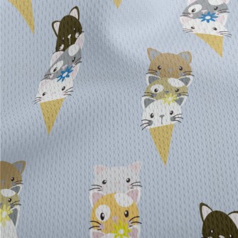Cat Ice Cream Cone Athletic Mesh Flat Back