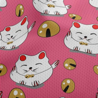 Japanese Lucky Cat Athletic Mesh Flat Back