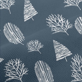 Hand Drawn Winter Forest Performance Linen