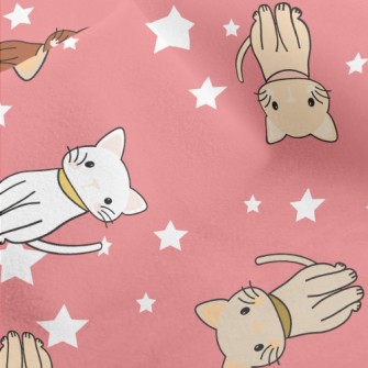 Cartoon Cat With Stars Micro Fleece