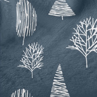 Hand Drawn Winter Forest Minky