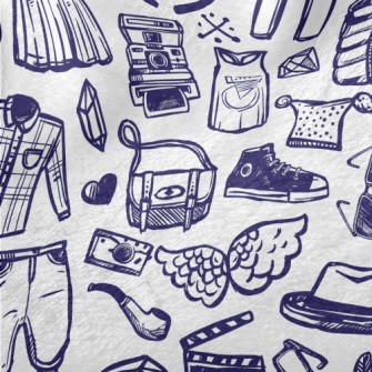 Trendy Fashion Doodles Minky