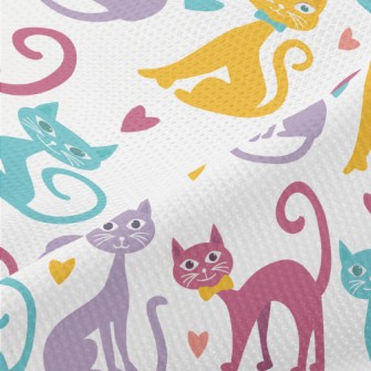 Colorful Cartoon Cat Piqué