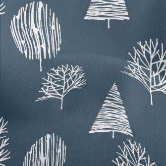 Hand Drawn Winter Forest Lightweight Performance Linen