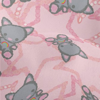 Cute Rainbow Teddy Cat Lightweight Performance Linen