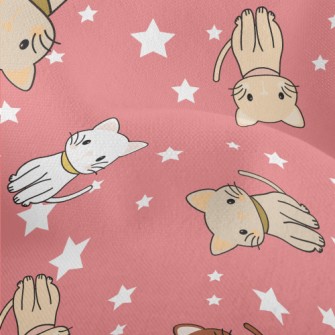 Cartoon Cat With Stars Lightweight Performance Linen