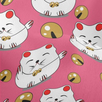 Japanese Lucky Cat Lightweight Performance Linen