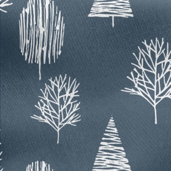 Hand Drawn Winter Forest Jersey Backed Fleece