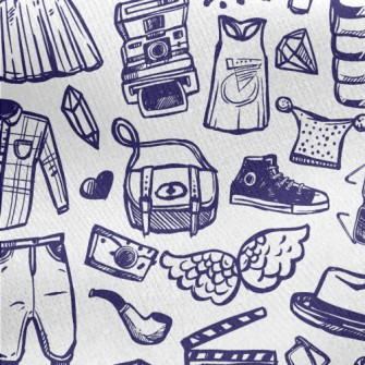 Trendy Fashion Doodles Jersey Backed Fleece