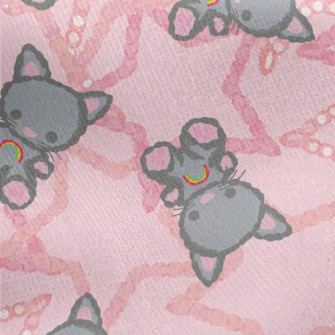 Cute Rainbow Teddy Cat Jersey Backed Fleece