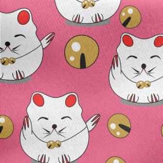 Japanese Lucky Cat Jersey Backed Fleece