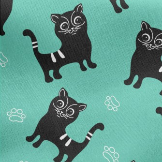 Cartoon Cat Jersey Backed Fleece