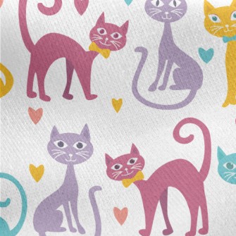Colorful Cartoon Cat Jersey Backed Fleece