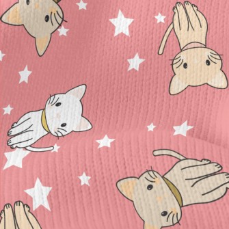 Cartoon Cat With Stars Stretch Jersey