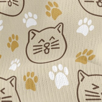 Japanese Style Smiling Cat And Stretch Jersey