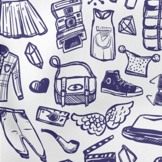 Trendy Fashion Doodles Lightweight Cotton Poplin