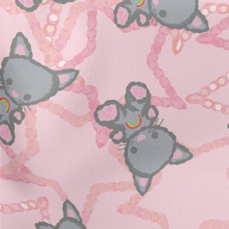 Cute Rainbow Teddy Cat Lightweight Cotton Poplin