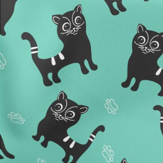 Cartoon Cat Lightweight Cotton Poplin