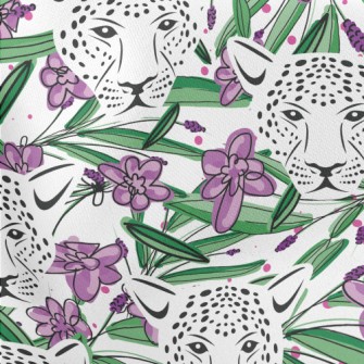 Cheetah In The Flowers Lightweight Cotton Poplin