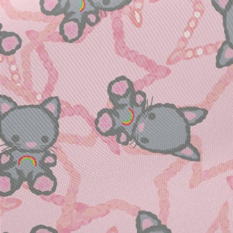 Cute Rainbow Teddy Cat Midweight Cotton Poplin