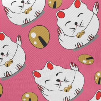 Japanese Lucky Cat Midweight Cotton Poplin