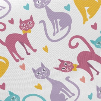 Colorful Cartoon Cat Midweight Cotton Poplin