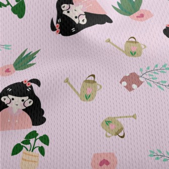Gardening Long Hair Girl Athletic Mesh Flat Back