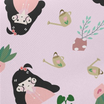 Gardening Long Hair Girl Twill