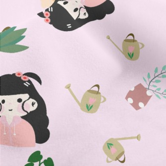 Gardening Long Hair Girl Micro Fleece