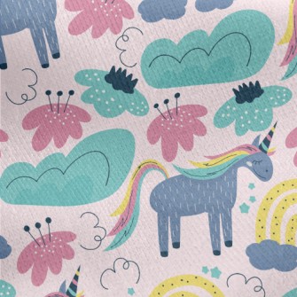 Quiet Colorful Unicorn Jersey Backed Fleece