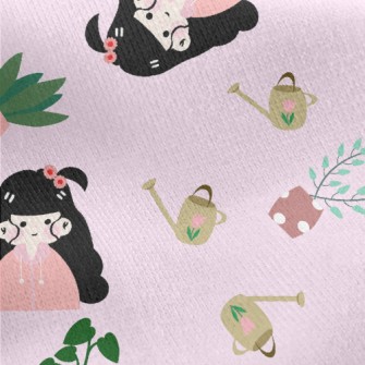 Gardening Long Hair Girl Jersey Backed Fleece