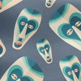 Traditional Tribal Mask Jersey Backed Fleece