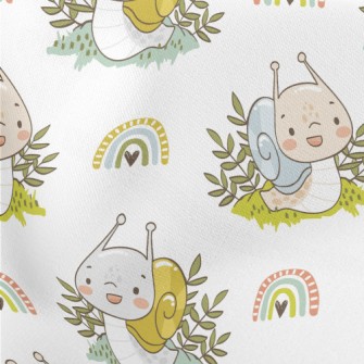 Lively Little Snail Lightweight Cotton Poplin
