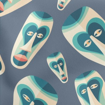 Traditional Tribal Mask Lightweight Cotton Poplin