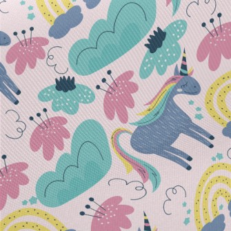 Quiet Colorful Unicorn Midweight Cotton Poplin