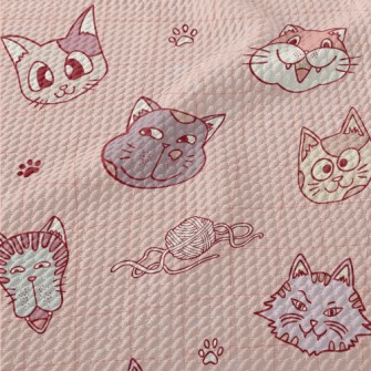 Funny Expression Cat Birdseye Piqué