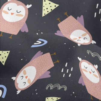 Owl With Closed Eyes Lightweight Performance Linen
