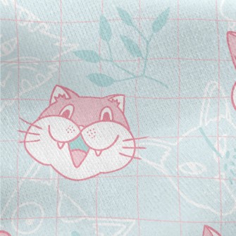 Cute Cat Family Jersey Backed Fleece