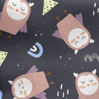 Owl With Closed Eyes Jersey Backed Fleece