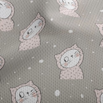 Dot Hooded Winking Cat Athletic Mesh Flat Back