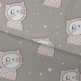 Dot Hooded Winking Cat Waterproof Oxford