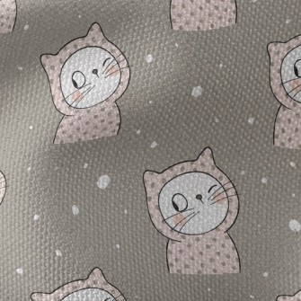 Dot Hooded Winking Cat Waterproof Canvas