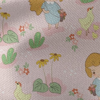 Little Girl Picking Flowers An Waterproof Canvas