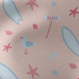 Pink Beach Starfish Seagull Waterproof Canvas