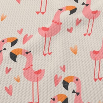 Red Crane Couple In Love Birdseye Piqué