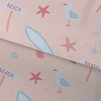 Pink Beach Starfish Seagull Waterproof Oxford