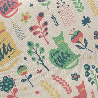 Playful Bearded Colorful Cat Twill