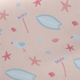 Pink Beach Starfish Seagull Twill