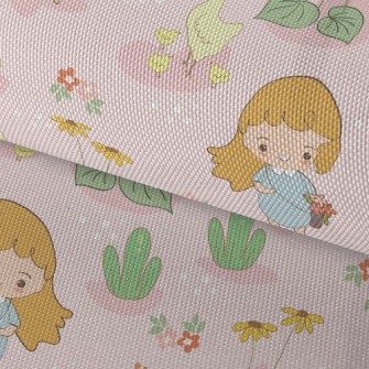 Little Girl Picking Flowers An Waterproof Oxford